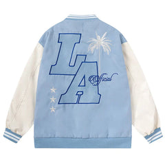 Y2K Flame Lethear Baseball Jacket