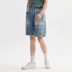 Retro Distressed Cropped Denim Short