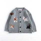 MiniAinis Knitted Cute Dog Pattern Cardigen
