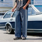 Patchwork Elastic Waist Blue Denim Jeans