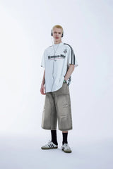 Ripped Carpenter Wide Leg Denim Short
