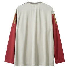 Racing Long Sleeve Zip Up Patchwork T-Shirt