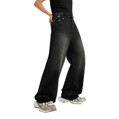 Casual Patched Wide-leg Jeans