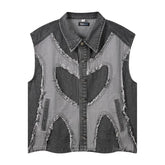 High Street Washed Raw Edge Denim Vest