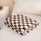 Flannel Blanket for Bedroom Soft Air Conditioning Blankets Checkerboard Elements Sofa Blanket Portable Nap Shawl Towel