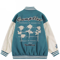 Harajuku Floral Rose Varsity Jacket