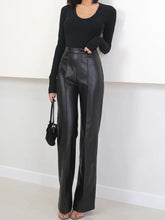 High Waist Black Leather Pant