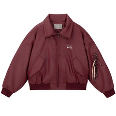 Y2k Bomber Leather Jacket