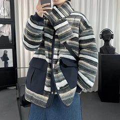 Neckerchief Design Striped Contrast Color Jacket