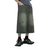 Ripped Carpenter Wide Leg Denim Short