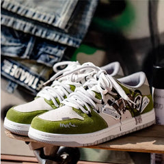 Green Stride Leather Sneakers