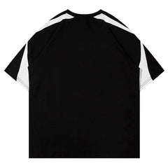 Retro Patchwork Oversized Striped T-Shirt