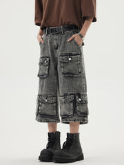 Gothic Washed Distressed Cargo Short