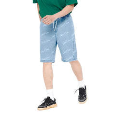 Casual Letter Printed Denim Short