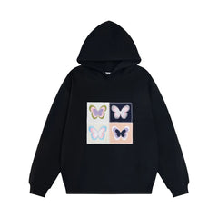 Butterfly Embroidery Drop Shoulder Hoodie