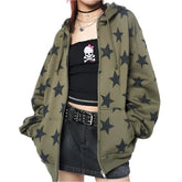Y2K Star-Print Oversized Hoodie