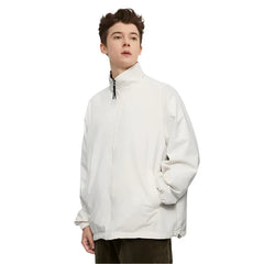 Reversible Stand Collar Plaid Jacket