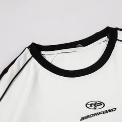 Spliced Stripe Raglan Relaxed T-Shirt