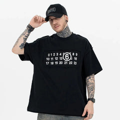NUMBERS Print Gothic T-Shirt