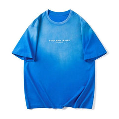"YOU ARE WHAT" Letter Printed Oversized T-Shirt