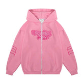 Y2K Pink Letter Art Zip Up Hoodie