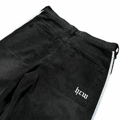 Y2K Black & White Striped Baggy Jeans