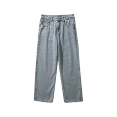 Solid Straight-leg Denim Pants