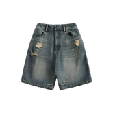 Vintage Blue Ripped Denim Short