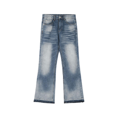 Washed White Micro-lar Wide Leg Jeans