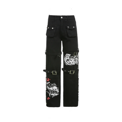 Y2K Gothic  Black Cargo Pants