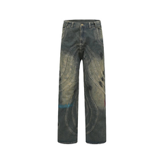 Y2k Dirty Striped Baggy Denim