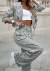 Mary - Striped Suit With Short Lapels and Straight Leg Pants