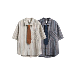 Casual Necktie Striped Shirt
