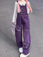 Star Patch Purple Boyfriend Denim Overalls - HouseofHalley