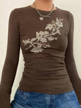 Vintage Flower Print Trumpet Sleeve Long Sleeve Tee - HouseofHalley