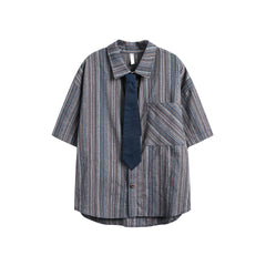 Casual Necktie Striped Shirt