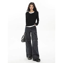 Black Solid Pullover With Fake Undershirt