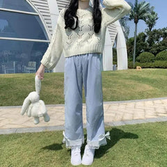 Bow Lace Wide Leg Women's Pant