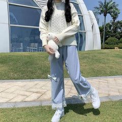 Bow Lace Wide Leg Women's Pant