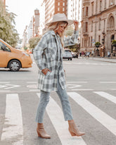 Bridgeview Pocketed Plaid Coat - Grey