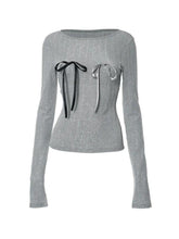 Shimmering Bow Decor Crew Neck Long Sleeve Knit - HouseofHalley