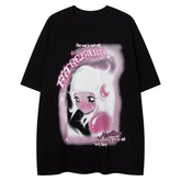 Cartoon Girl Letter Printed T-Shirts