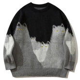 Cat Graphic Knitted Oversized Sweater