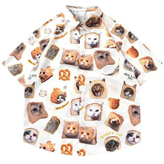 Cat Graphic Print Oversize Shirt