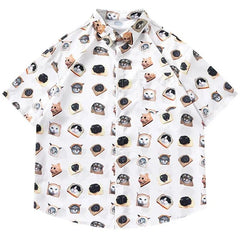 Cat Graphic Print Oversize Shirt