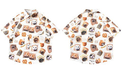 Cat Graphic Print Oversize Shirt