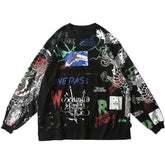 Causal Graffiti Printed Oversized Sweater