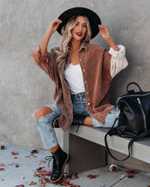 Birch Cotton Corduroy Colorblock Shacket - Mocha