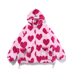 Cute Hearts Fur Jacket