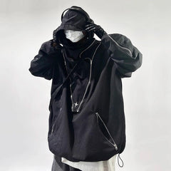 Cyberpunk Functional Turtleneck Zip Hoodie